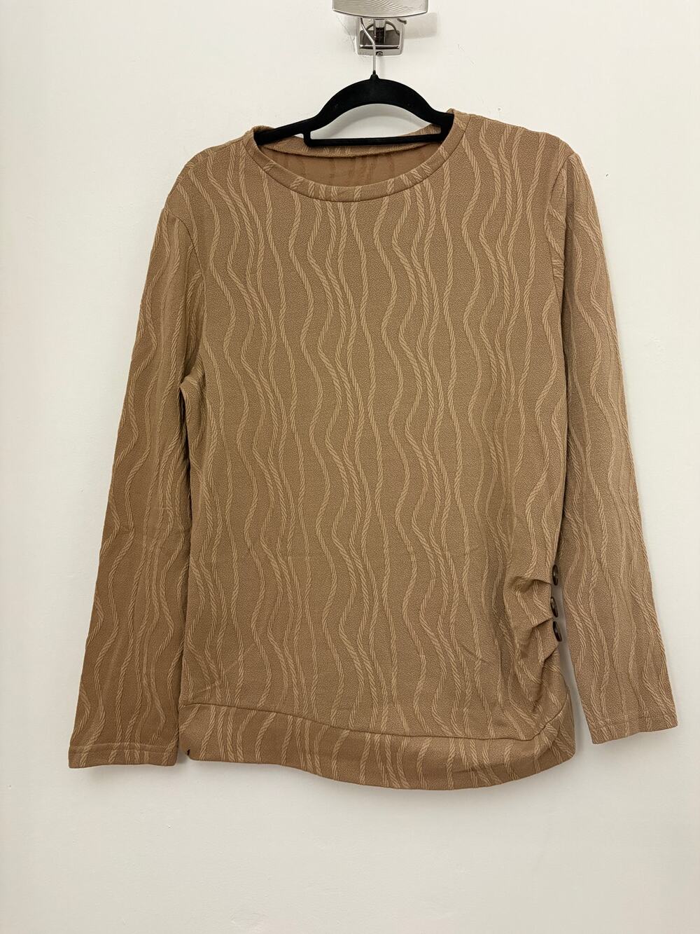 Samefar Tan Cable Knit Long Sleeve Top Size L NWT